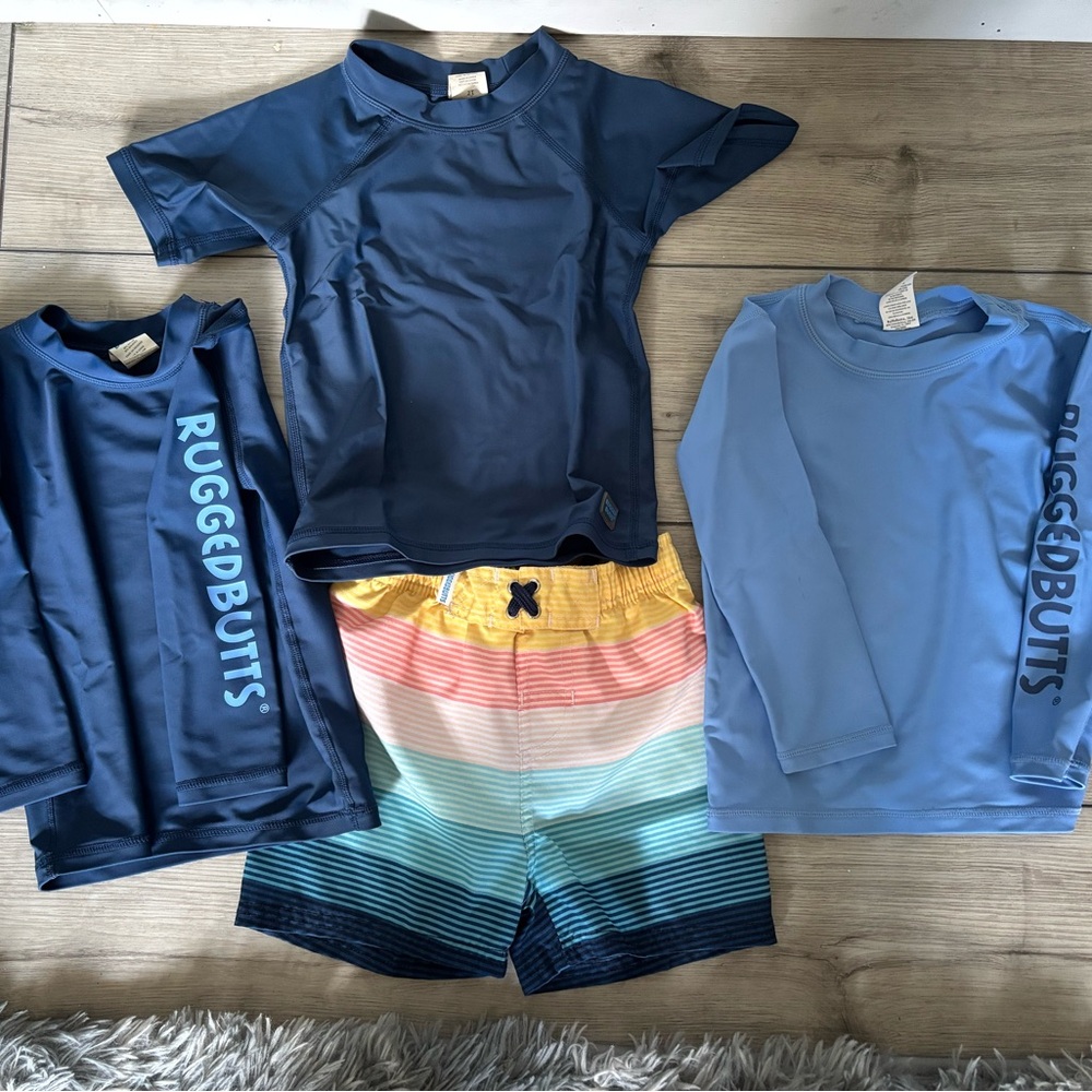 RuggedButts Kids Rashguard Set - Navy and Multicolor